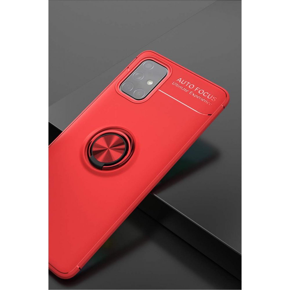 Newface Samsung Galaxy A51 Kılıf Range Yüzüklü Silikon - Kırmızı