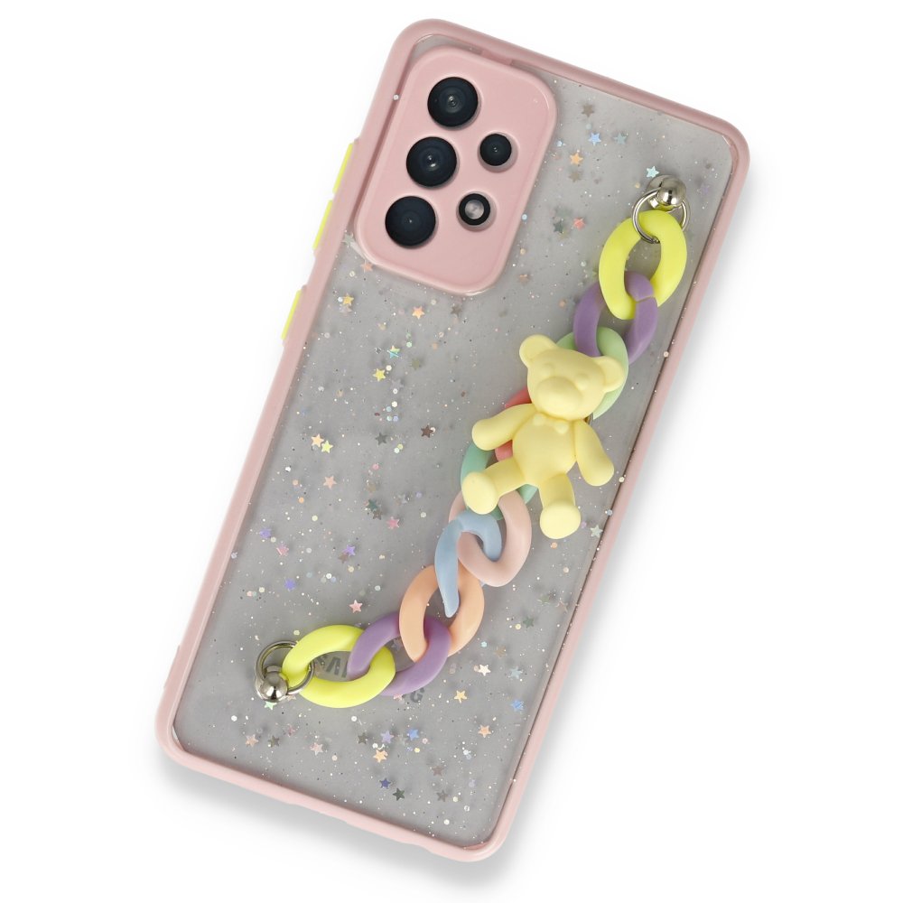Newface Samsung Galaxy A52S Kılıf Ayıcıklı Silikon - Pembe