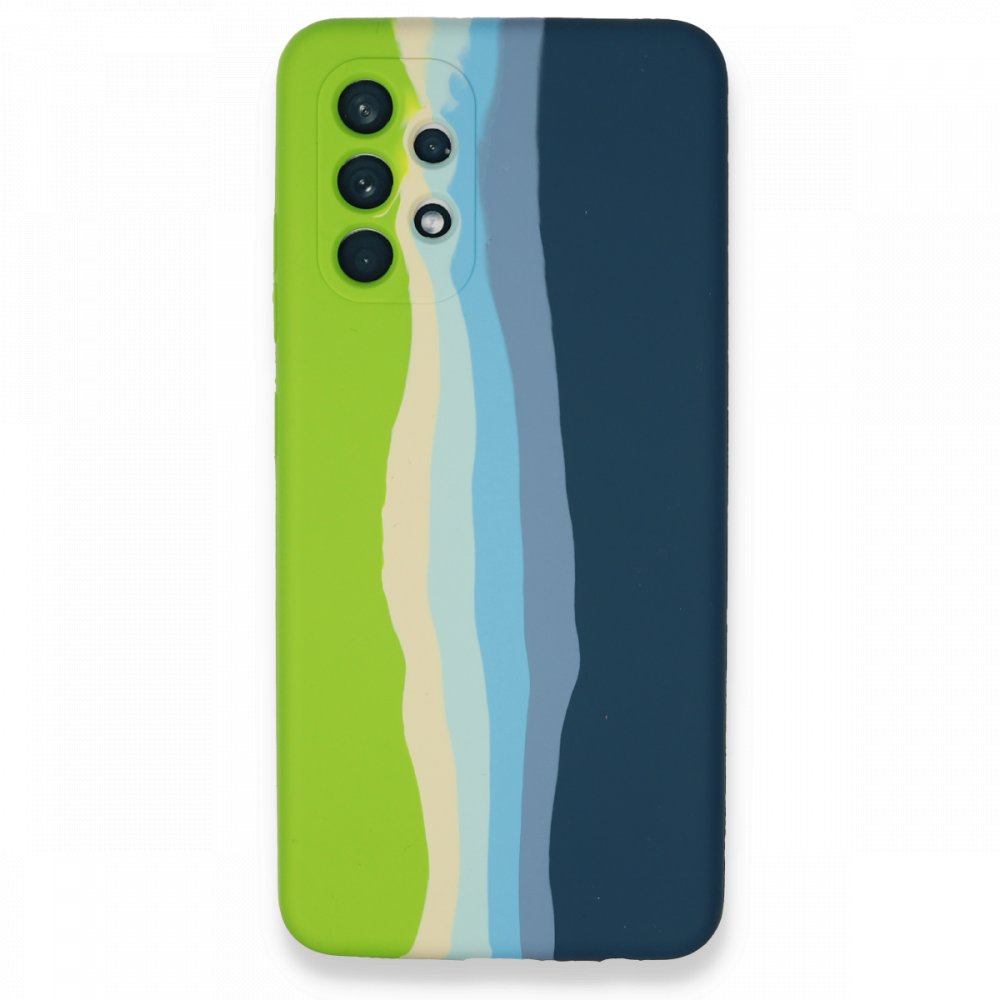 Newface Samsung Galaxy A52 Kılıf Ebruli Lansman Silikon - Yeşil-Koyu Yeşil