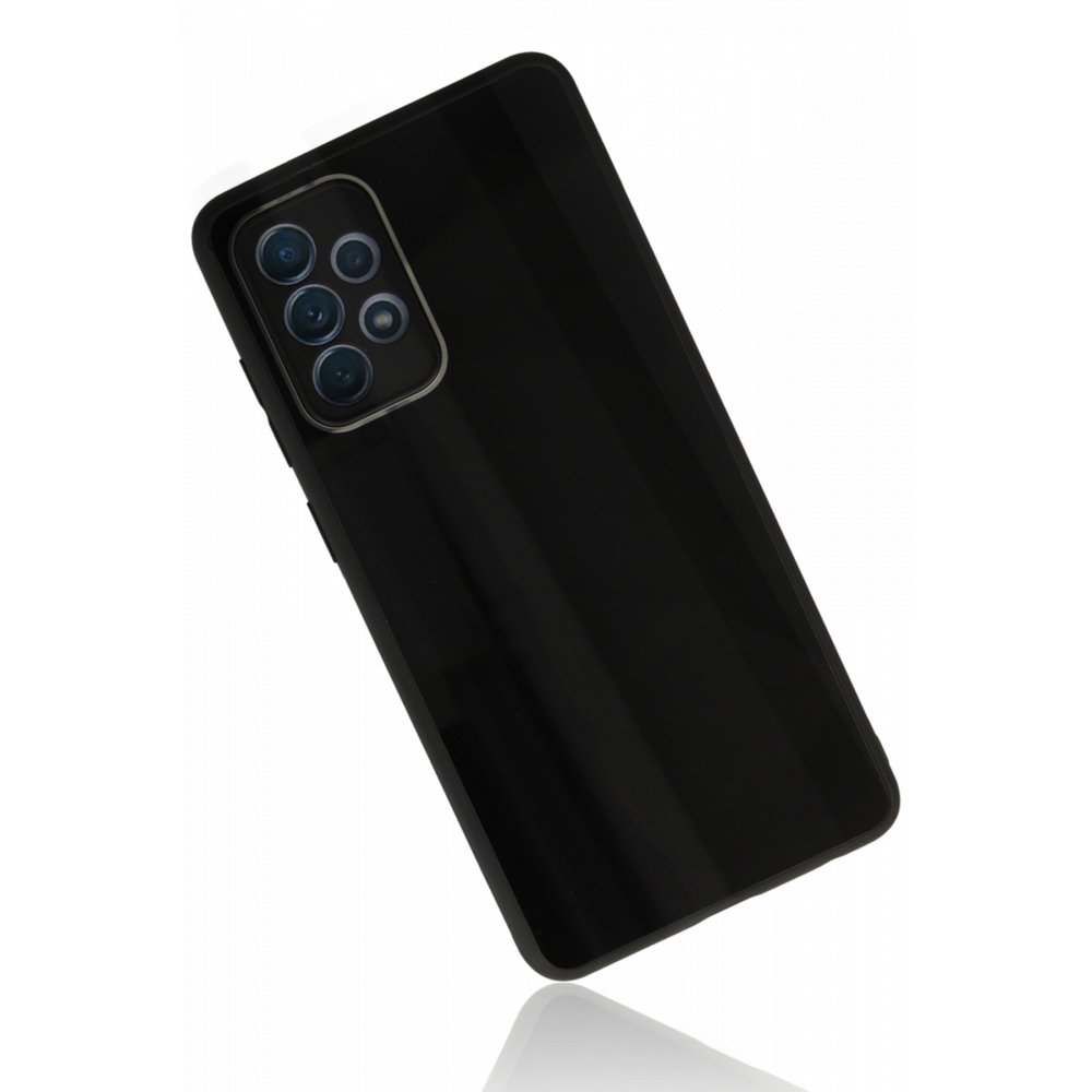 Newface Samsung Galaxy A52 Kılıf Glass Kapak - Siyah