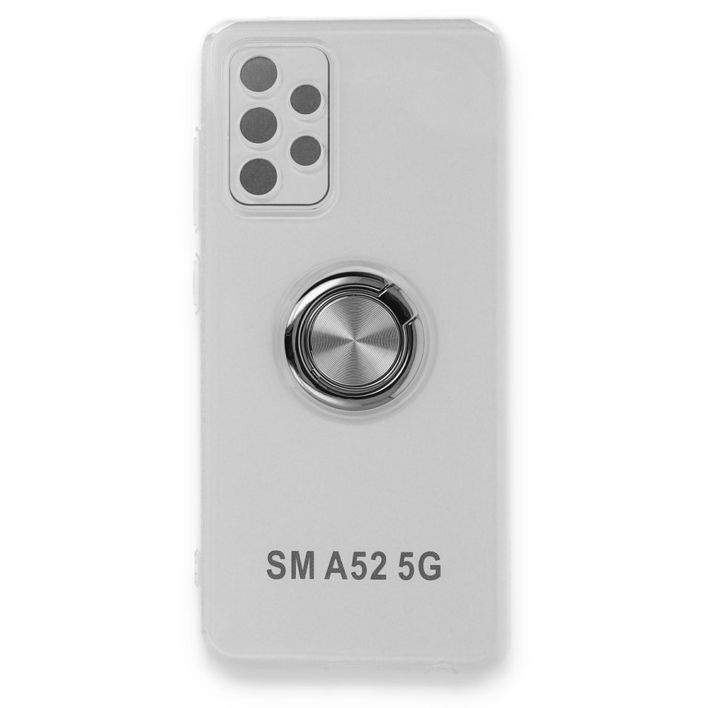 Newface Samsung Galaxy A52S Kılıf Gros Yüzüklü Silikon - Gümüş