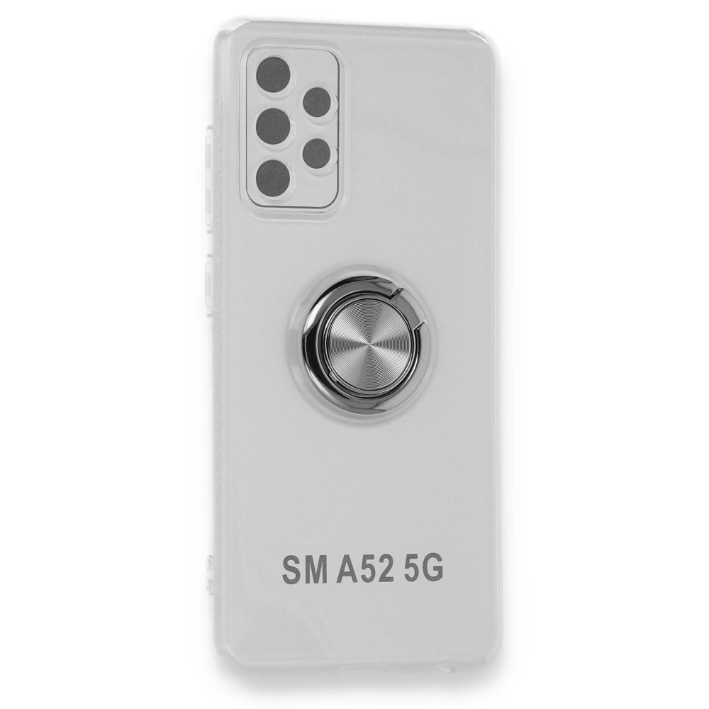 Newface Samsung Galaxy A52S Kılıf Gros Yüzüklü Silikon - Gümüş