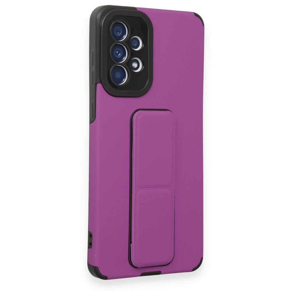 Newface Samsung Galaxy A52 Kılıf Mega Standlı Silikon - Mor