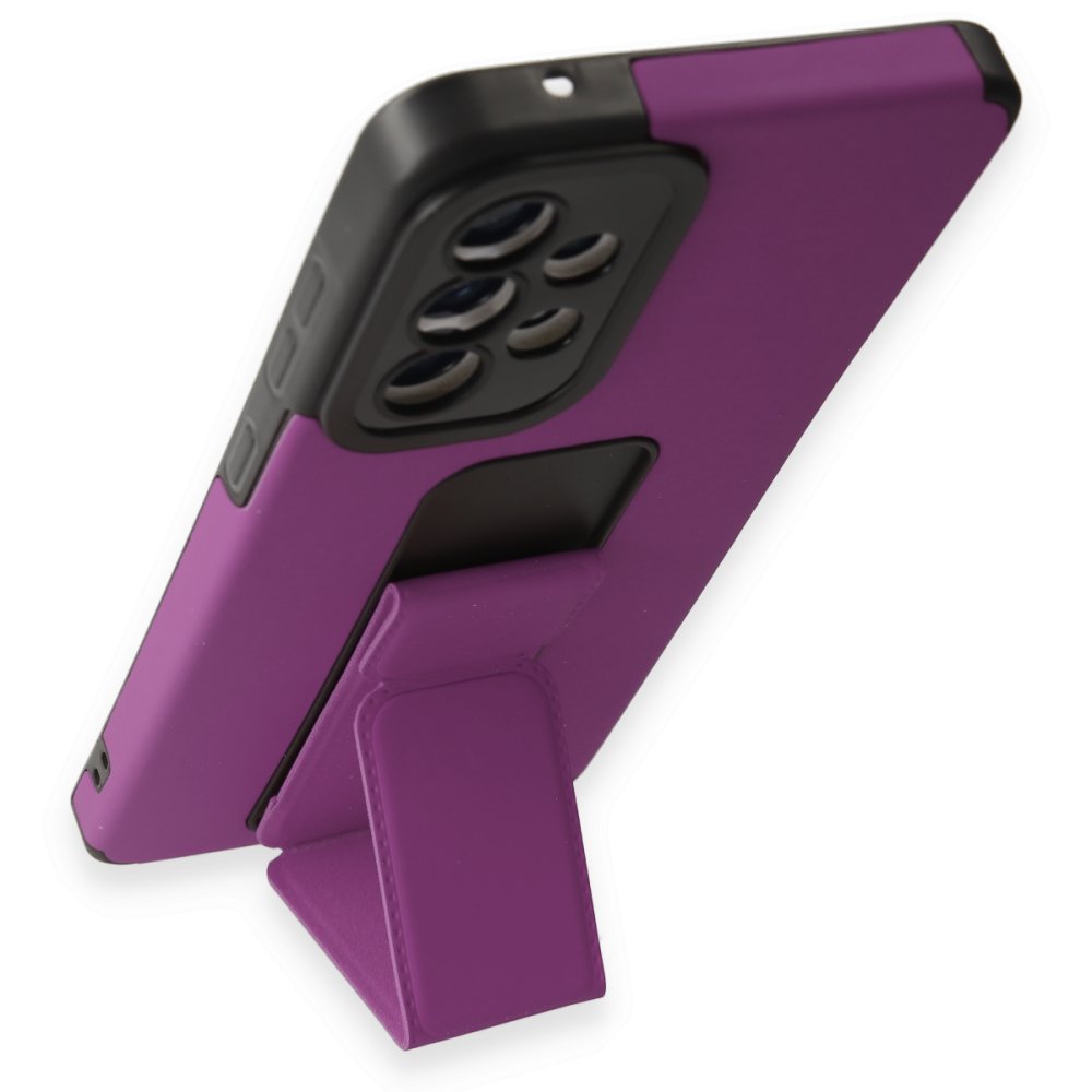 Newface Samsung Galaxy A52 Kılıf Mega Standlı Silikon - Mor