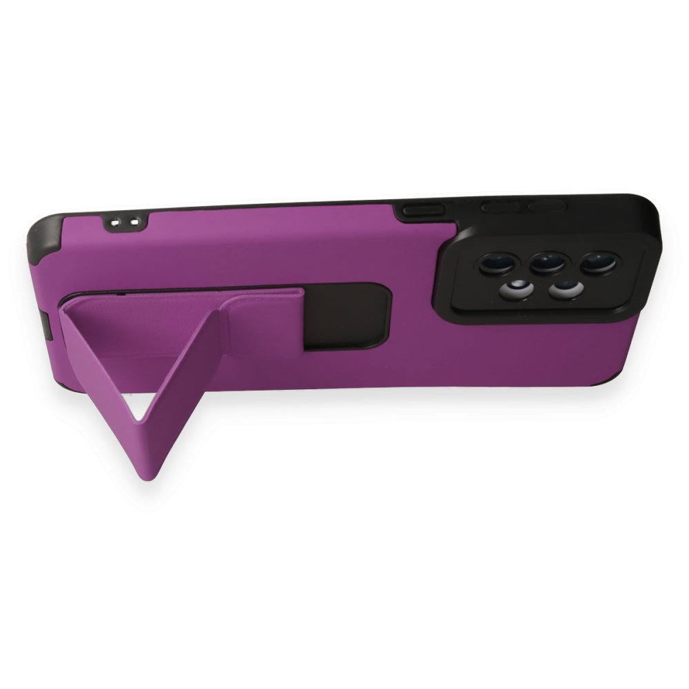 Newface Samsung Galaxy A52 Kılıf Mega Standlı Silikon - Mor