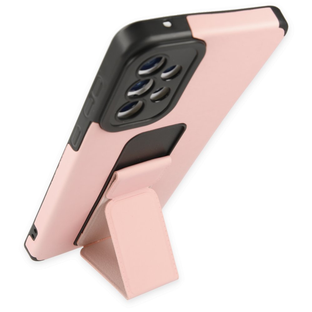 Newface Samsung Galaxy A52 Kılıf Mega Standlı Silikon - Pudra