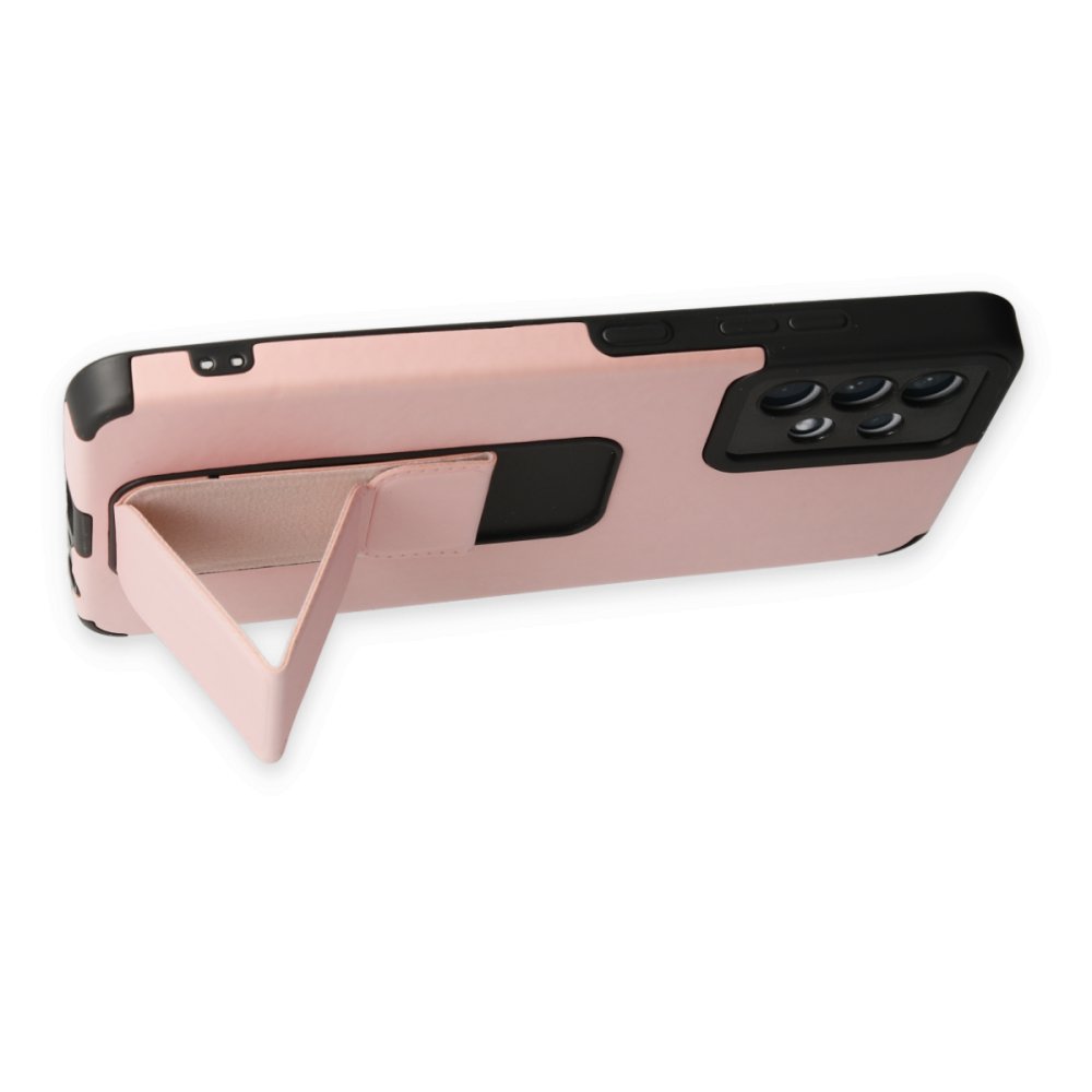 Newface Samsung Galaxy A52 Kılıf Mega Standlı Silikon - Pudra