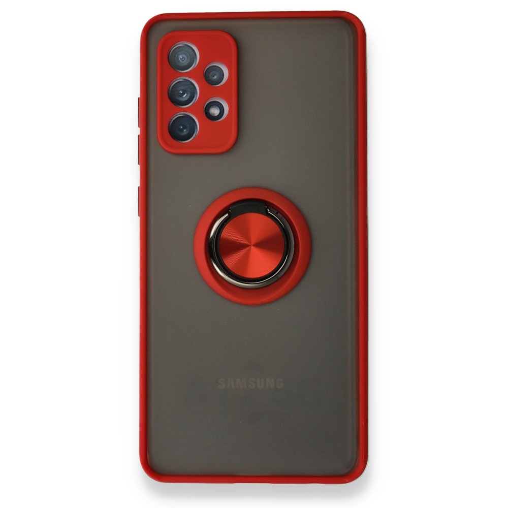 Newface Samsung Galaxy A52S Kılıf Montreal Yüzüklü Silikon Kapak - Kırmızı