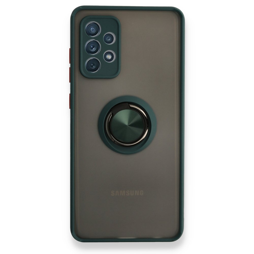 Newface Samsung Galaxy A52S Kılıf Montreal Yüzüklü Silikon Kapak - Yeşil
