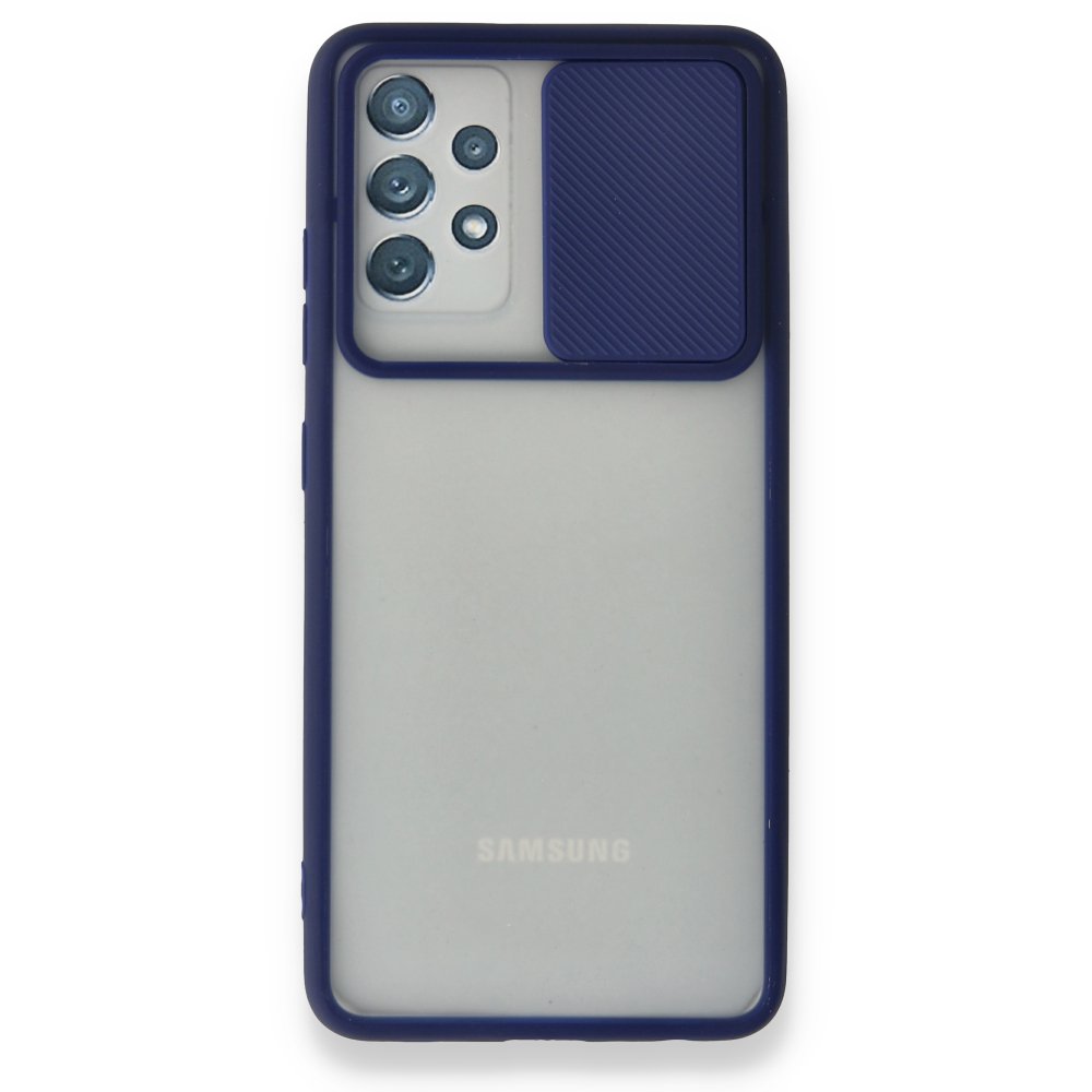Newface Samsung Galaxy A52S Kılıf Palm Buzlu Kamera Sürgülü Silikon - Lacivert