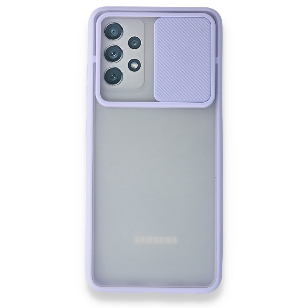 Newface Samsung Galaxy A52S Kılıf Palm Buzlu Kamera Sürgülü Silikon - Lila