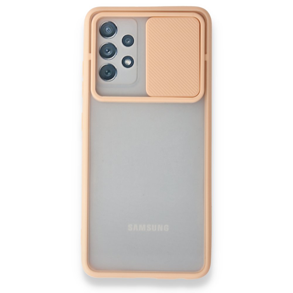 Newface Samsung Galaxy A52 Kılıf Palm Buzlu Kamera Sürgülü Silikon - Pembe