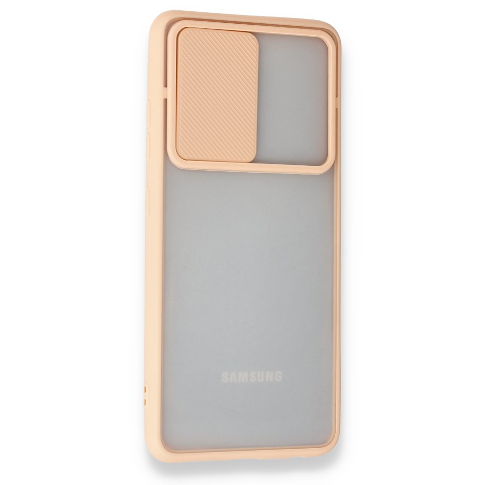 Newface Samsung Galaxy A52 Kılıf Palm Buzlu Kamera Sürgülü Silikon - Pembe