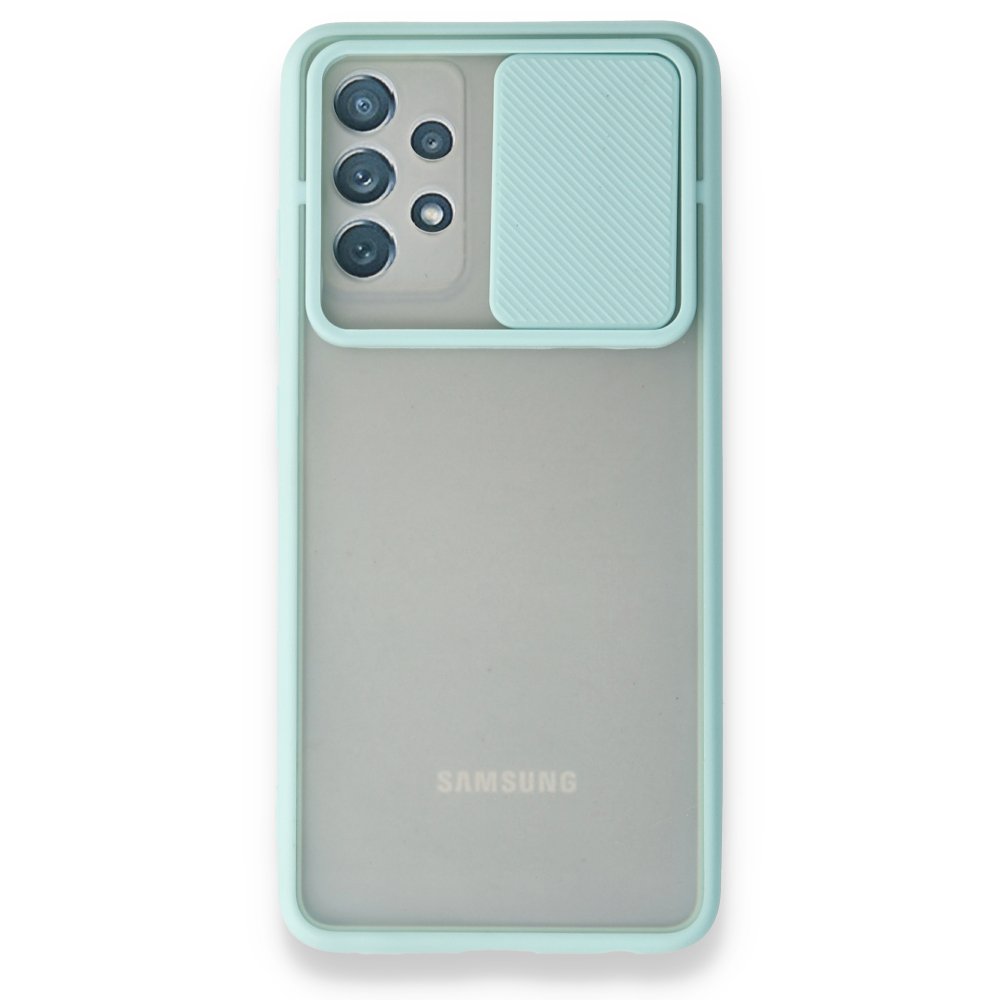 Newface Samsung Galaxy A52 Kılıf Palm Buzlu Kamera Sürgülü Silikon - Turkuaz