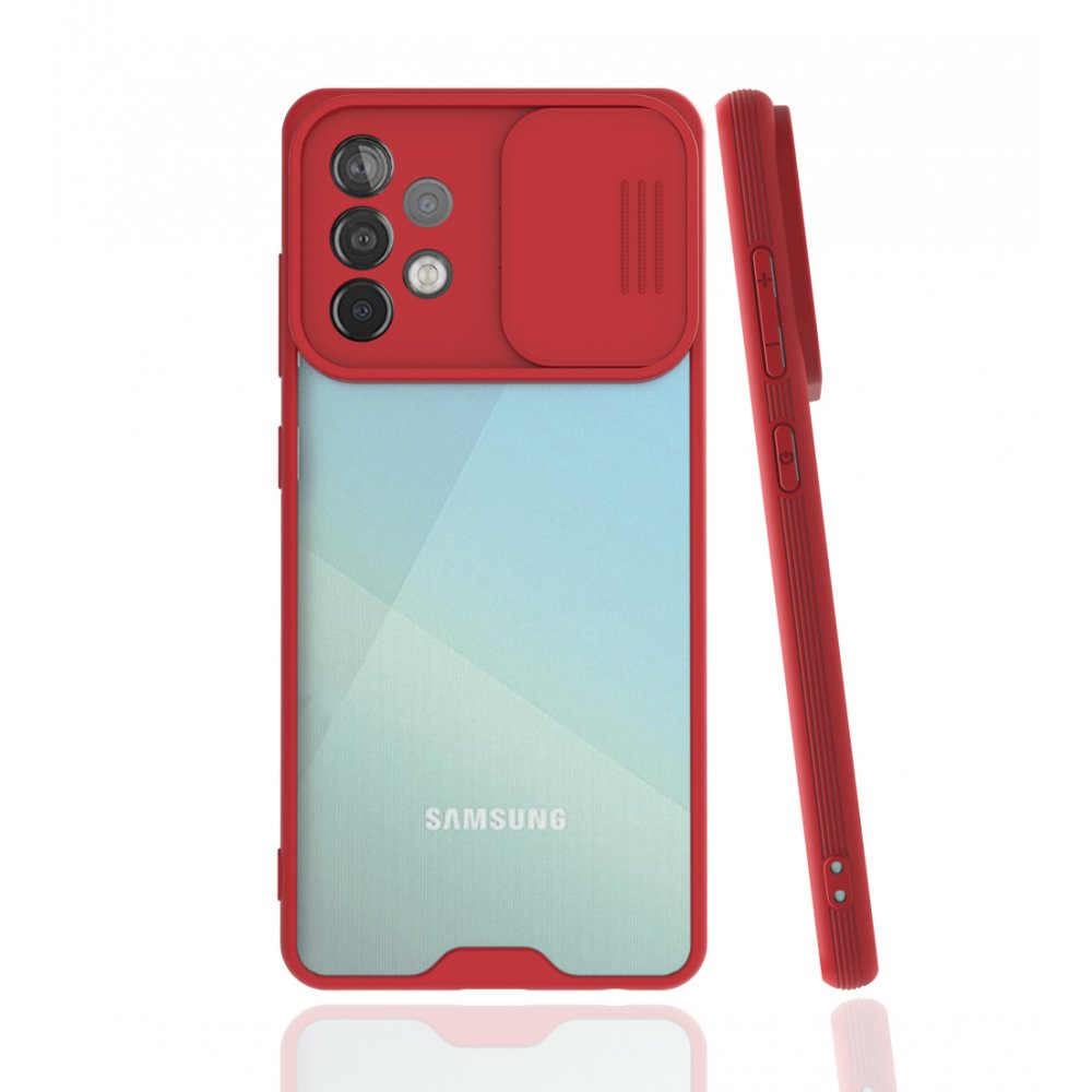 Newface Samsung Galaxy A52 Kılıf Platin Kamera Koruma Silikon - Kırmızı