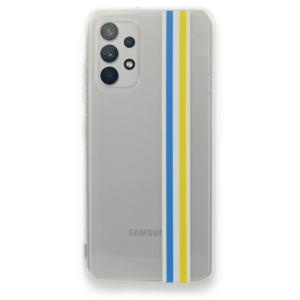 Newface Samsung Galaxy A52 Kılıf Prime Silikon - Mavi-Sarı