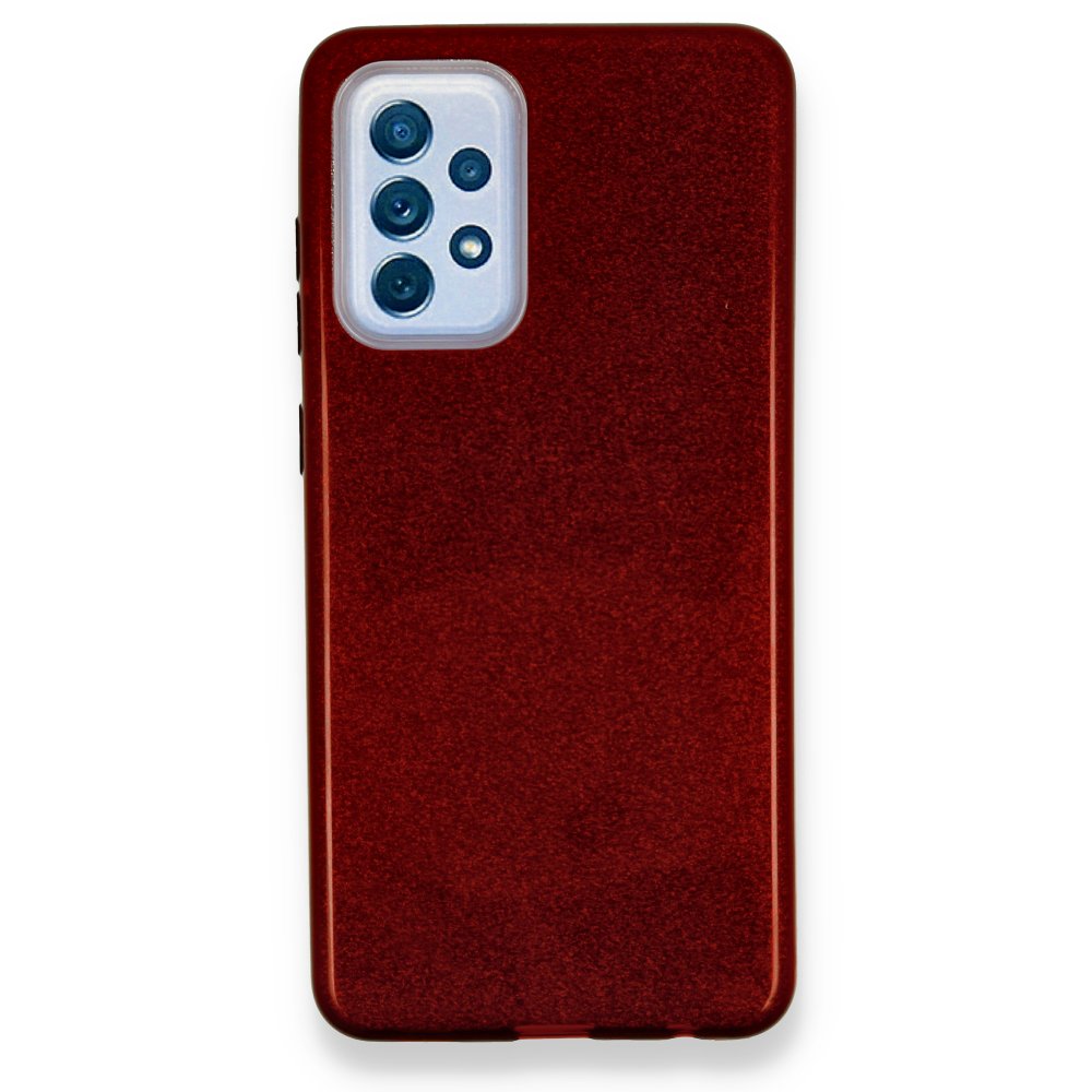 Newface Samsung Galaxy A52 Kılıf Simli Katmanlı Silikon - Kırmızı