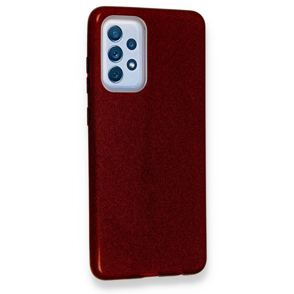 Newface Samsung Galaxy A52 Kılıf Simli Katmanlı Silikon - Kırmızı