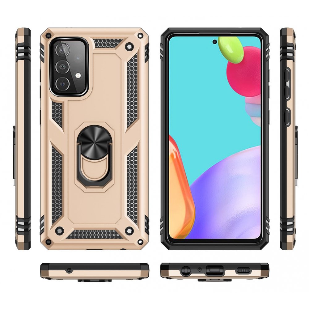 Newface Samsung Galaxy A52S Kılıf Sofya Yüzüklü Silikon Kapak - Gold