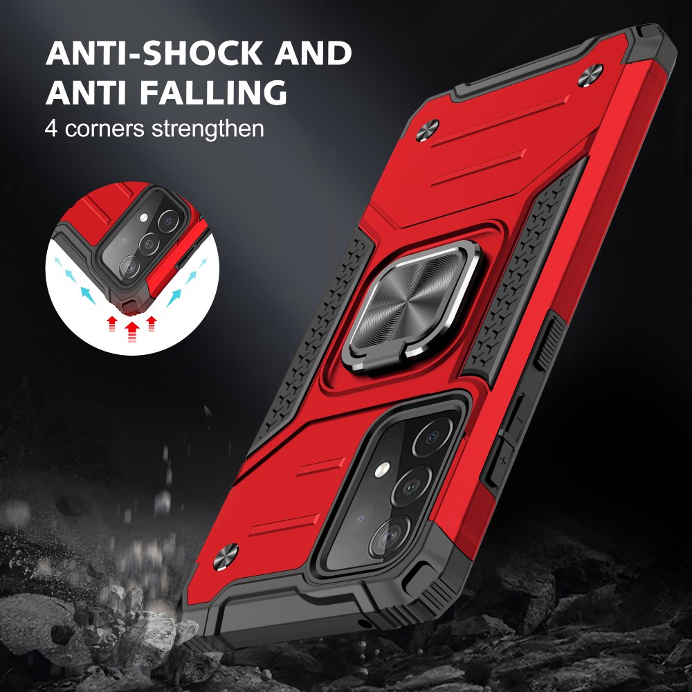 Newface Samsung Galaxy A52S Kılıf Zegna Yüzüklü Silikon Kapak - Kırmızı
