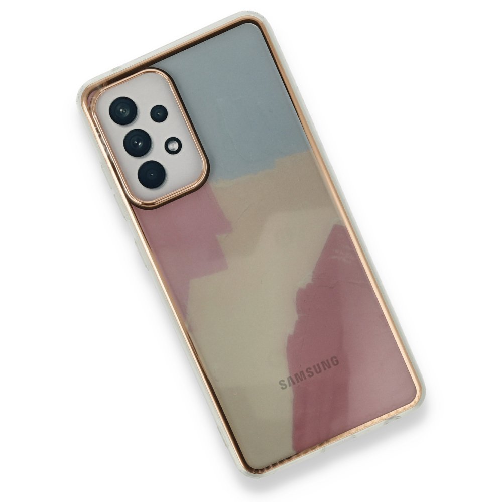 Newface Samsung Galaxy A52S Kılıf Çiçekli Silikon - Buz Mavi