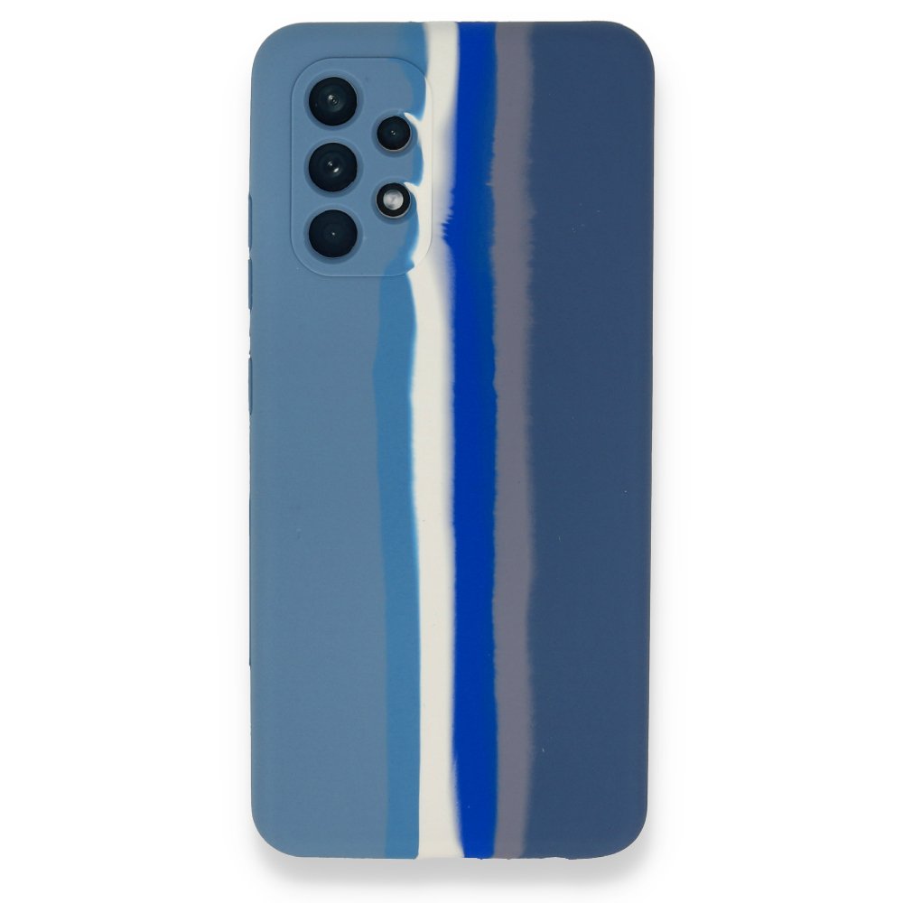 Newface Samsung Galaxy A52S Kılıf Ebruli Lansman Silikon - Mavi-Gri
