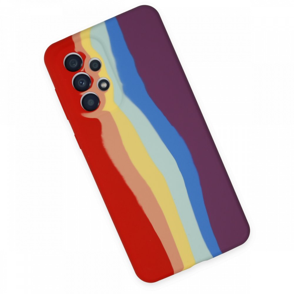 Newface Samsung Galaxy A53 5G Kılıf Ebruli Lansman Silikon - Kırmızı-Mor