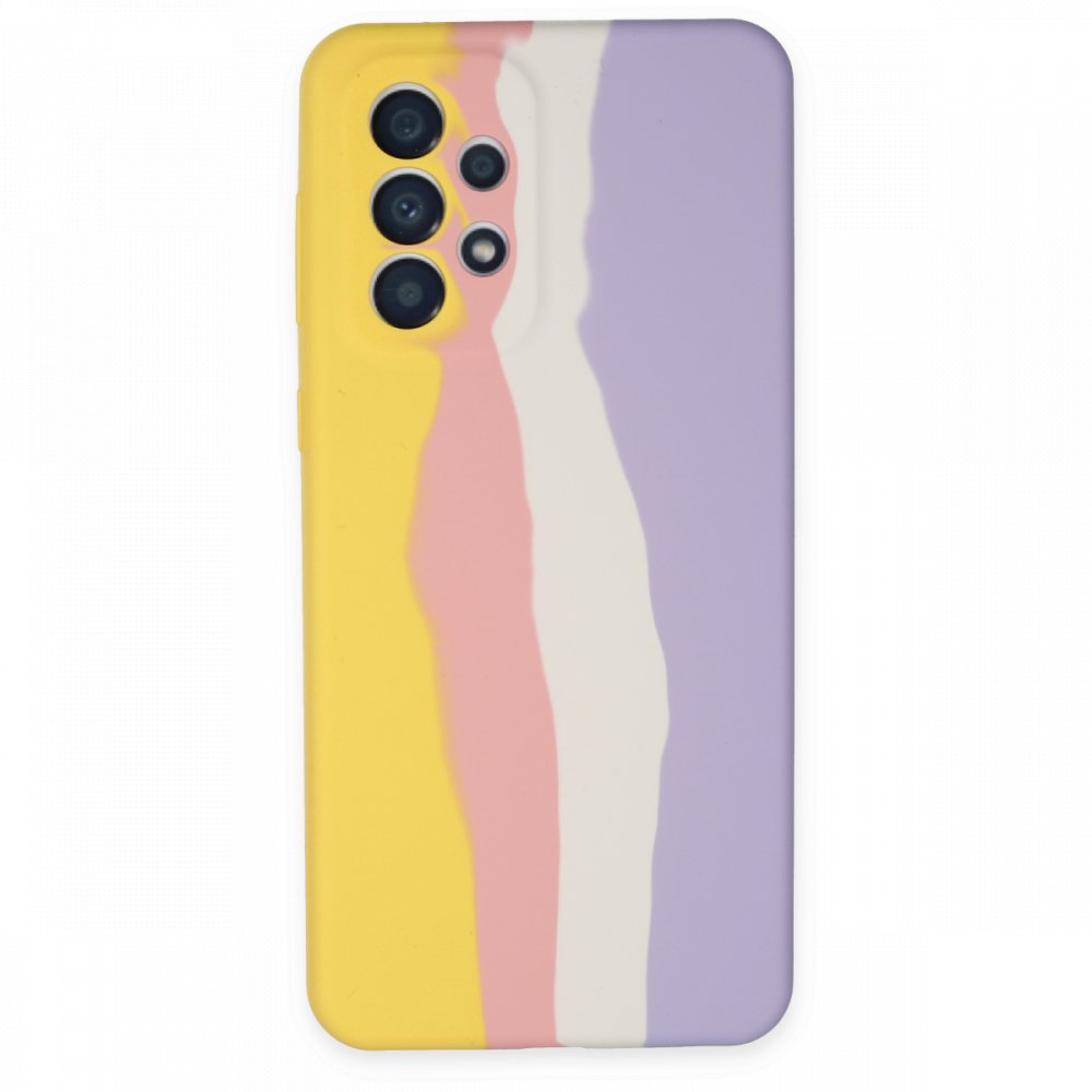 Newface Samsung Galaxy A53 5G Kılıf Ebruli Lansman Silikon - Sarı-Mavi