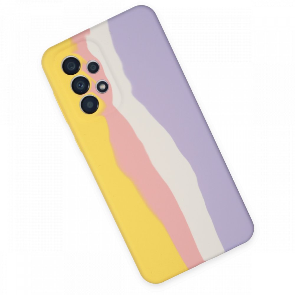 Newface Samsung Galaxy A53 5G Kılıf Ebruli Lansman Silikon - Sarı-Mavi