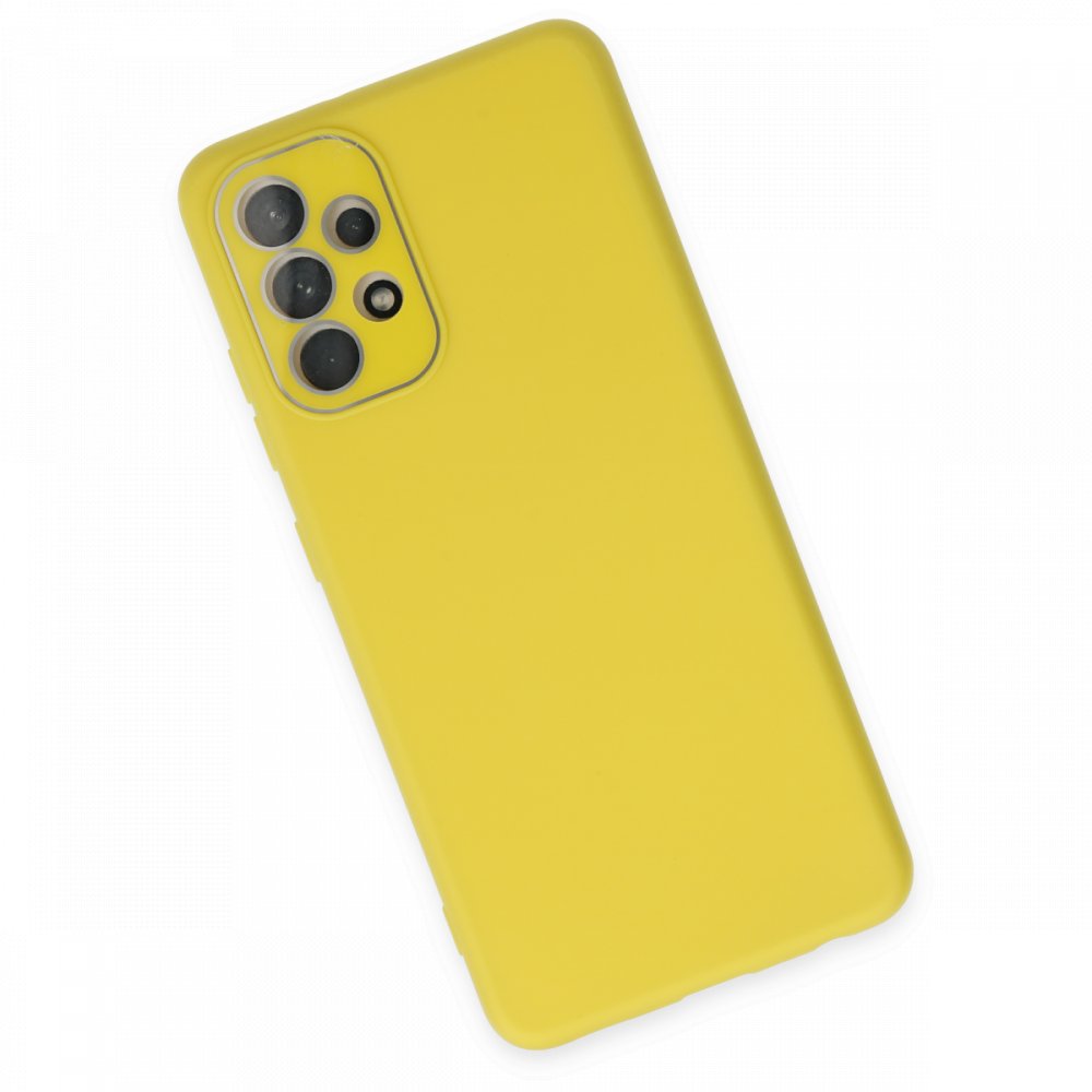 Newface Samsung Galaxy A53 5G Kılıf Lansman Glass Kapak - Sarı