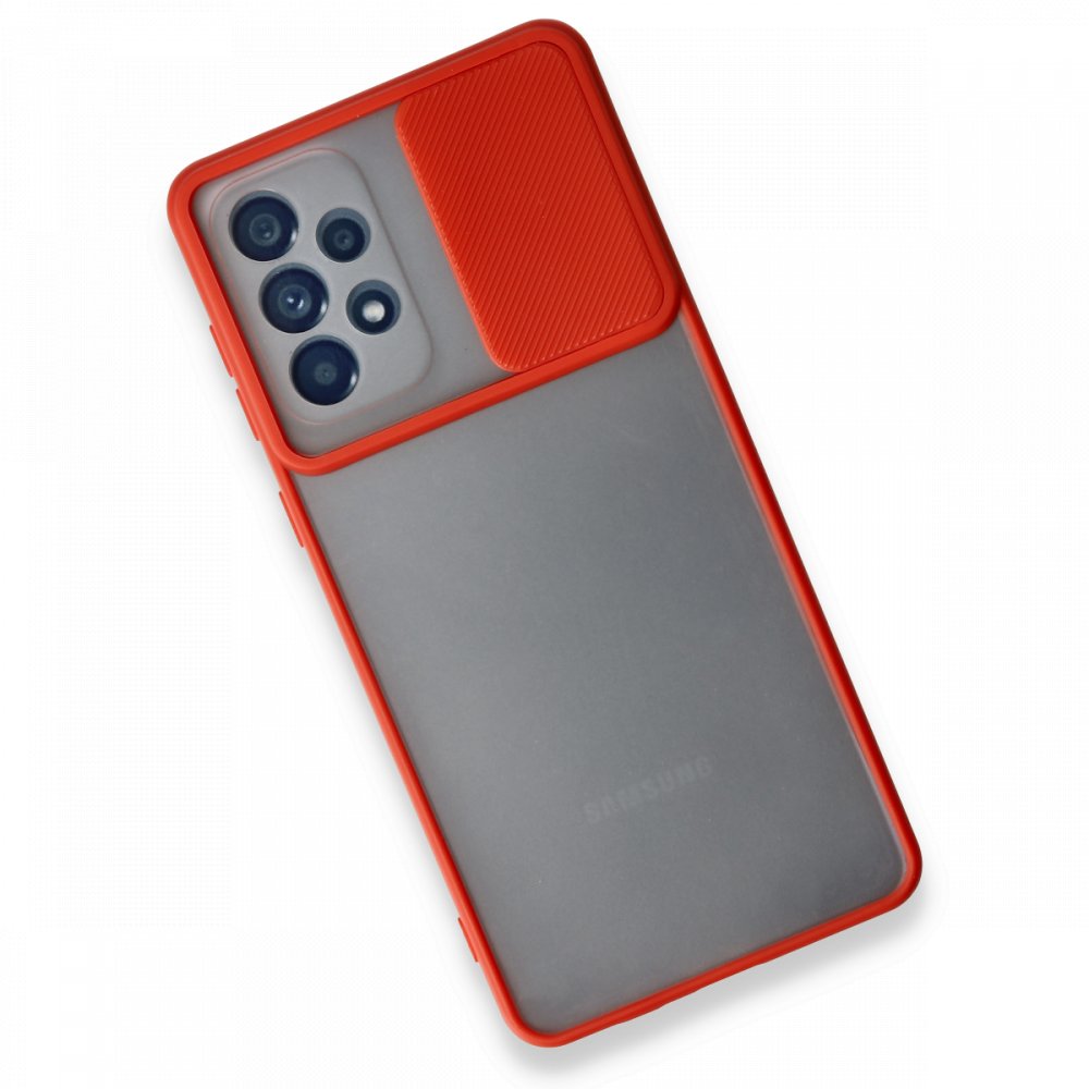 Newface Samsung Galaxy A53 5G Kılıf Palm Buzlu Kamera Sürgülü Silikon - Kırmızı
