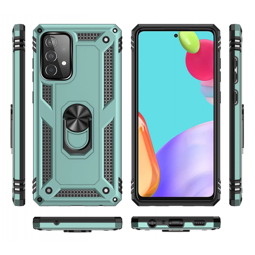 Newface Samsung Galaxy A53 5G Kılıf Sofya Yüzüklü Silikon Kapak - Yeşil