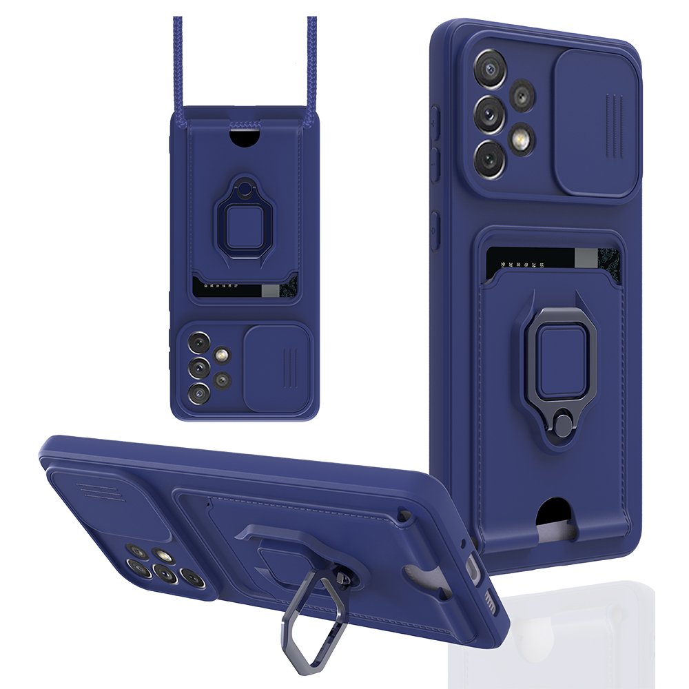 Newface Samsung Galaxy A53 5G Kılıf Zuma Kartvizitli Yüzüklü Silikon - Lacivert