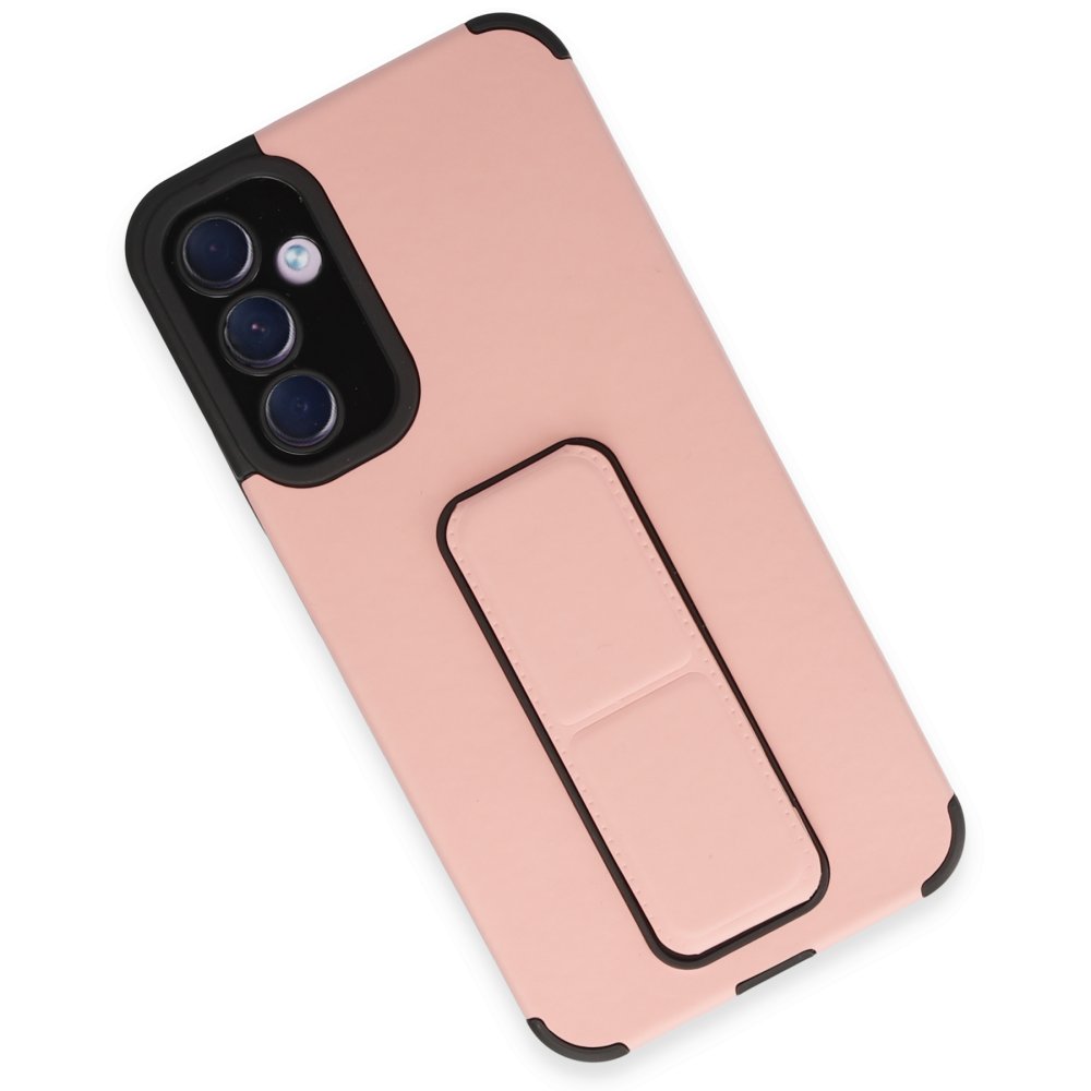 Newface Samsung Galaxy A54 5G Kılıf Mega Standlı Silikon - Pudra