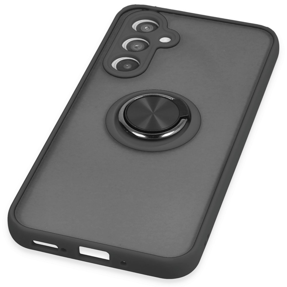 Newface Samsung Galaxy A54 5G Kılıf Montreal Yüzüklü Silikon Kapak - Siyah