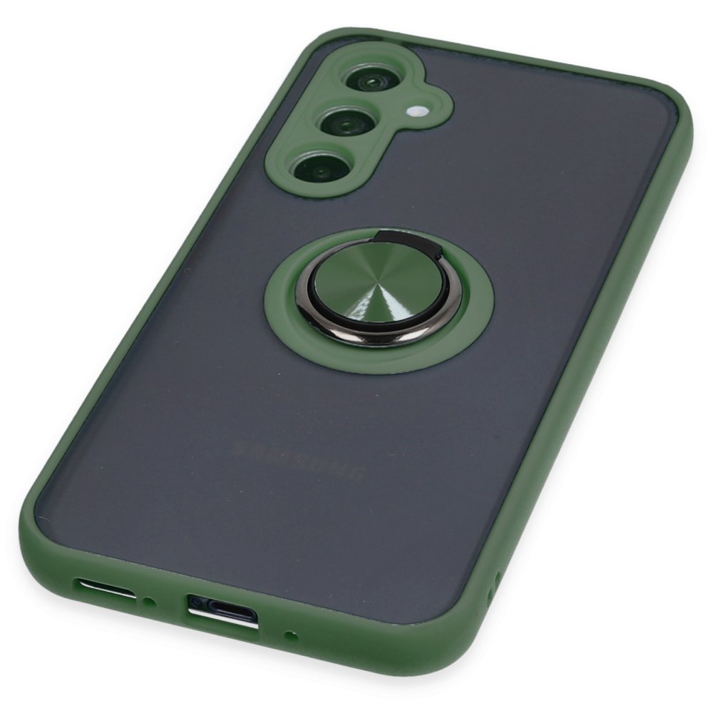 Newface Samsung Galaxy A54 5G Kılıf Montreal Yüzüklü Silikon Kapak - Yeşil