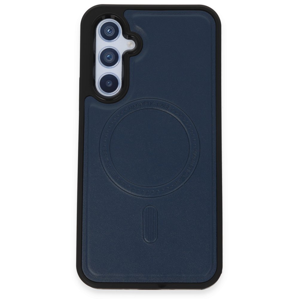 Newface Samsung Galaxy A54 5G Kılıf Ozzi Magsafe Deri Kapak - Lacivert
