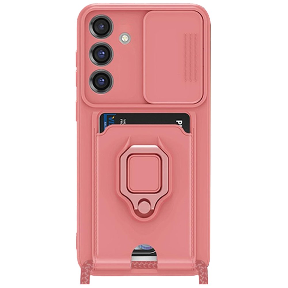 Newface Samsung Galaxy A55 5G Kılıf Zuma Kartvizitli Yüzüklü Silikon - Pembe