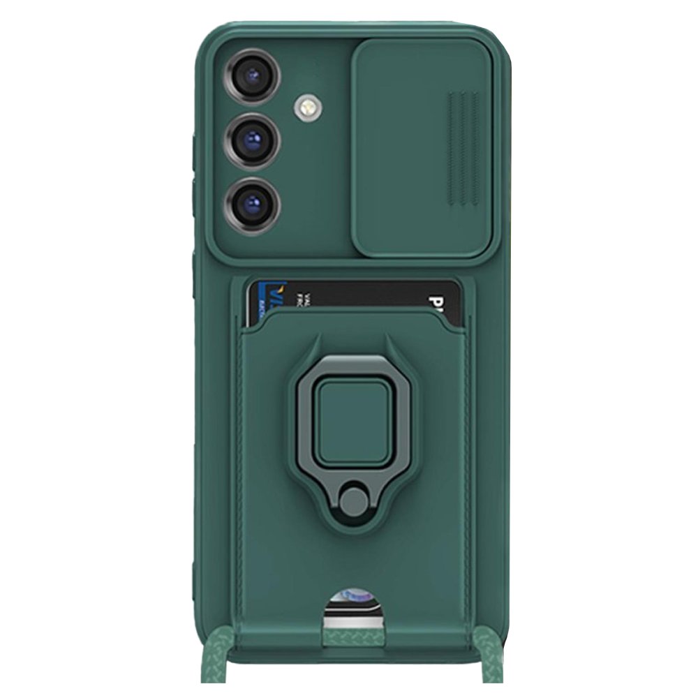Newface Samsung Galaxy A55 5G Kılıf Zuma Kartvizitli Yüzüklü Silikon - Yeşil