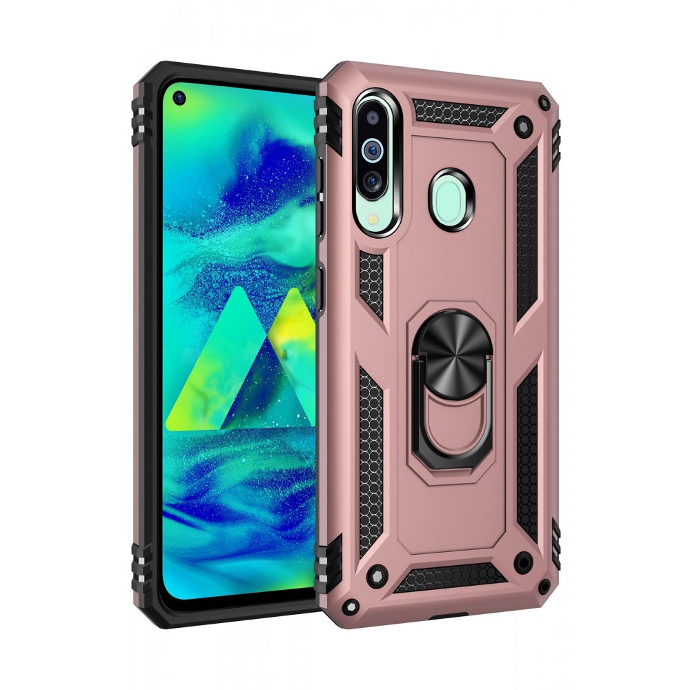 Newface Samsung Galaxy A60 Kılıf Sofya Yüzüklü Silikon Kapak - Rose