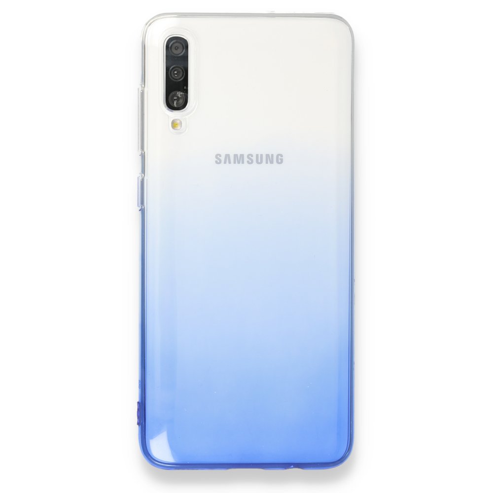 Newface Samsung Galaxy A70 Kılıf Lüx Çift Renkli Silikon - Mavi