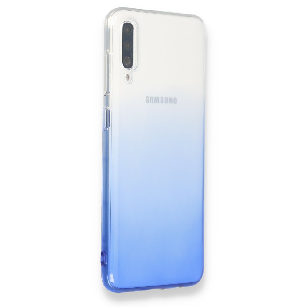 Newface Samsung Galaxy A70 Kılıf Lüx Çift Renkli Silikon - Mavi