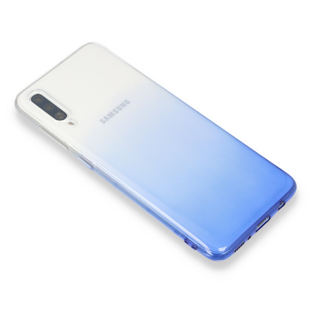 Newface Samsung Galaxy A70 Kılıf Lüx Çift Renkli Silikon - Mavi