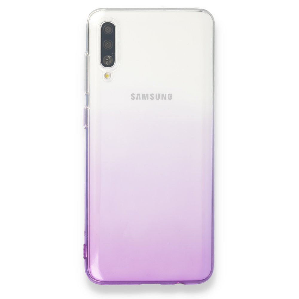 Newface Samsung Galaxy A70 Kılıf Lüx Çift Renkli Silikon - Mor