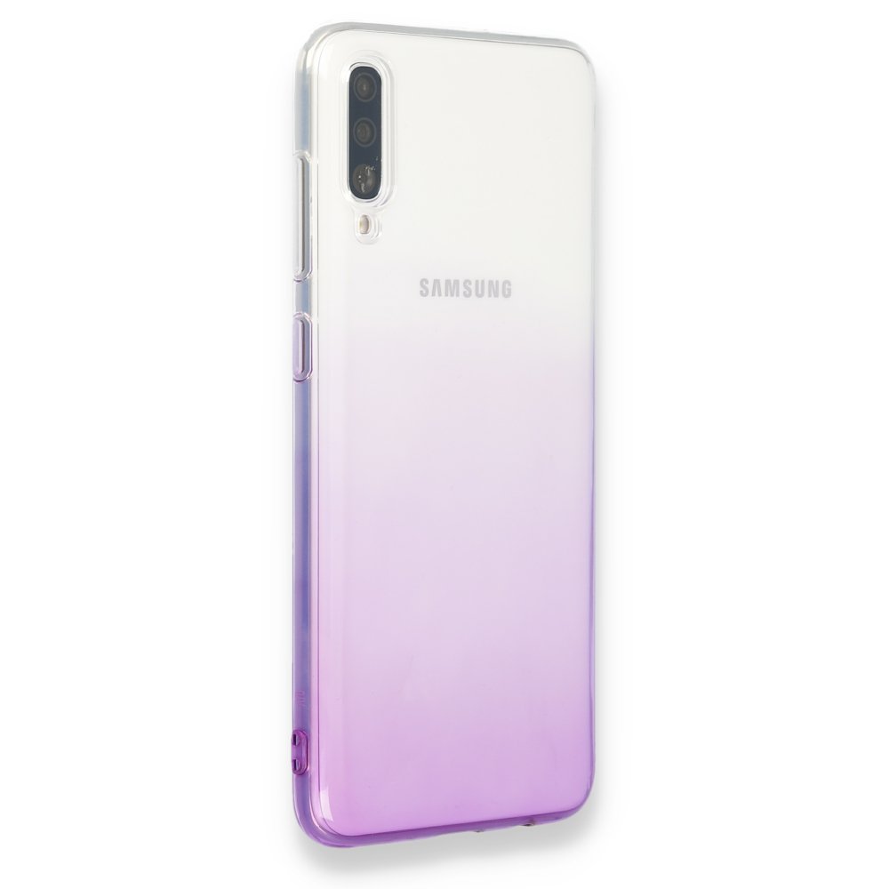 Newface Samsung Galaxy A70 Kılıf Lüx Çift Renkli Silikon - Mor