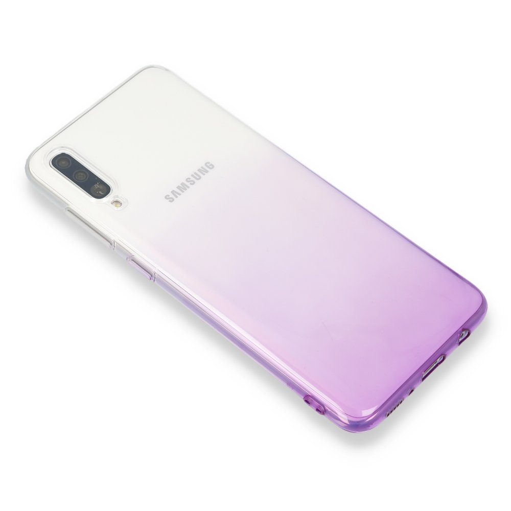 Newface Samsung Galaxy A70 Kılıf Lüx Çift Renkli Silikon - Mor