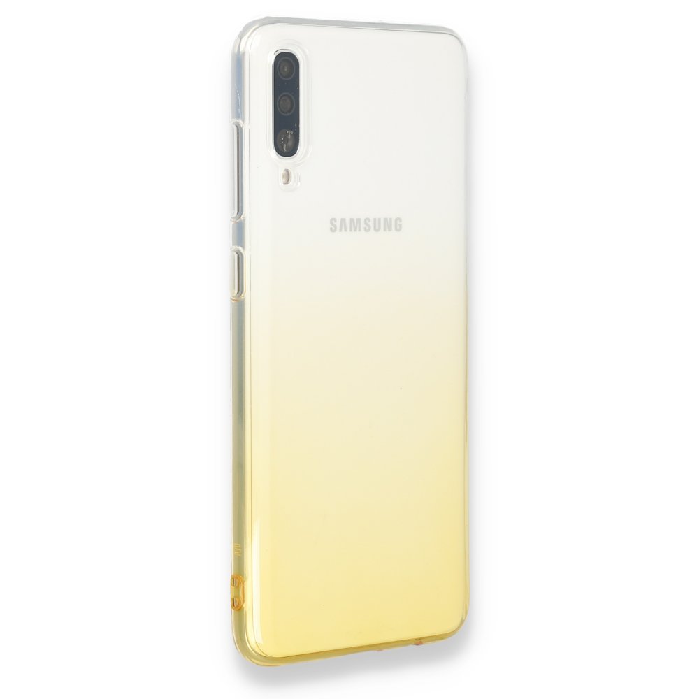 Newface Samsung Galaxy A70 Kılıf Lüx Çift Renkli Silikon - Sarı