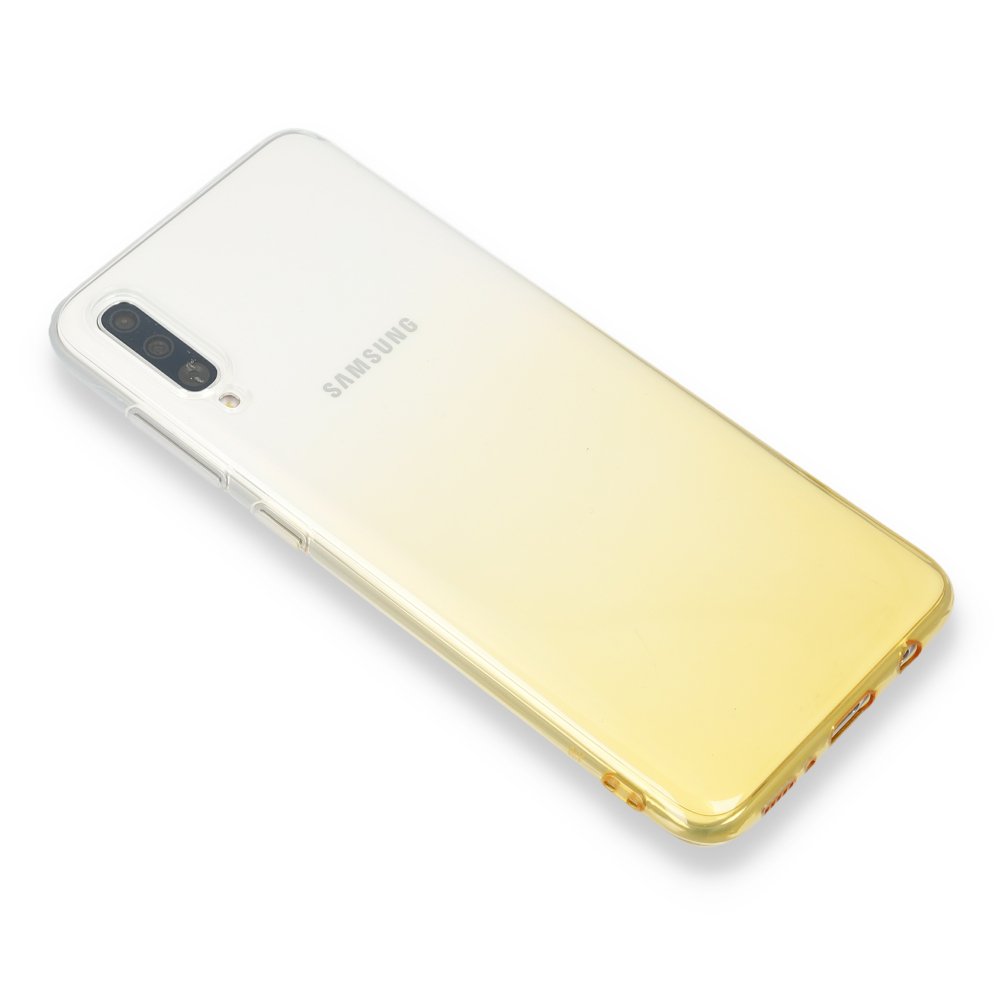 Newface Samsung Galaxy A70 Kılıf Lüx Çift Renkli Silikon - Sarı