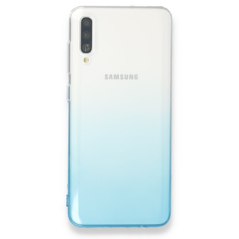 Newface Samsung Galaxy A70 Kılıf Lüx Çift Renkli Silikon - Turkuaz