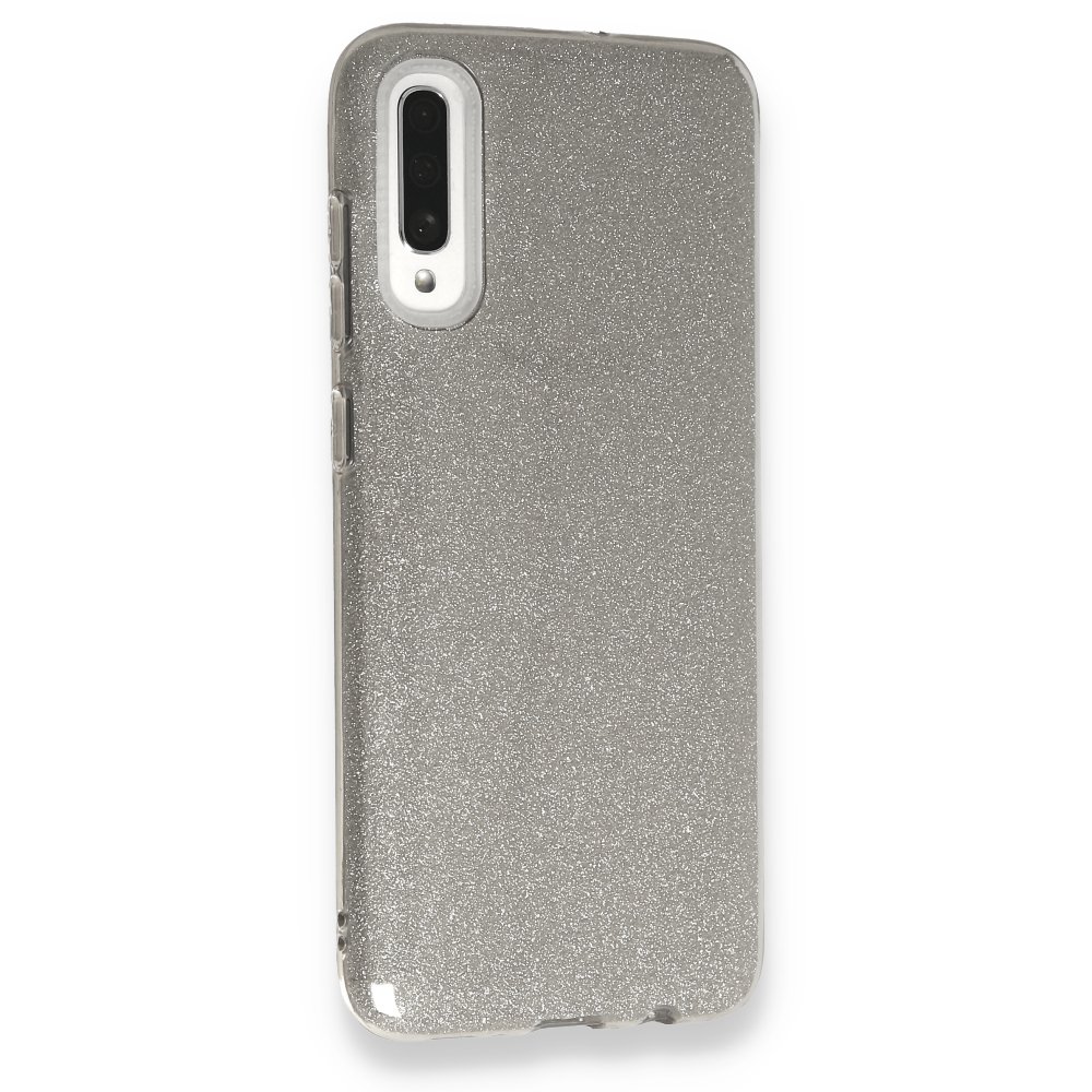 Newface Samsung Galaxy A70 Kılıf Simli Katmanlı Silikon - Gümüş